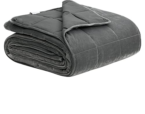 WOLTU Coperta Ponderata per Adulti, coperta pesante in microfibra, coperta terapeutica rilassante con Perle di Vetro, migliora il sonno, 150x200 cm, 11kg, Grigia