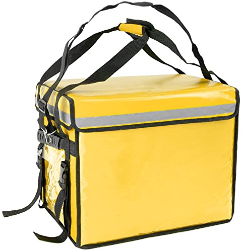 CityBAG - Nevera portátil amarilla 58 Litros 44x39x34cm, mochila bolsa isotérmica para picnic, camping, playa, entrega de alimentos en moto o bicicleta