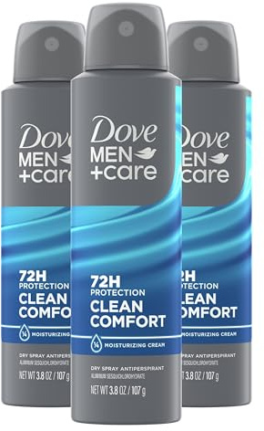 Dove Men Antiperspirant Dry Spray Deodorant Clean Comfort, 3 Pack, 3.8 oz