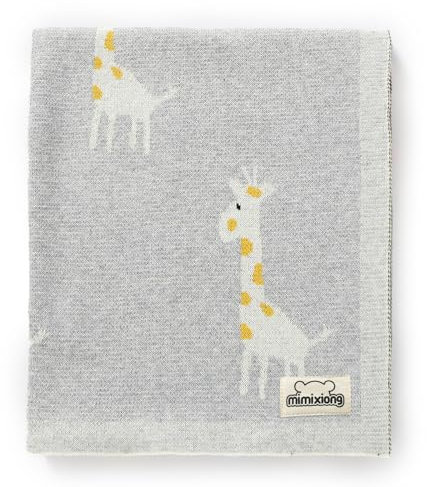 mimixiong coperta per neonati cotone morbido accogliente coperta a maglia per bambini, simpatico cartone animato, 80x100 cm (Grigio)