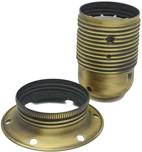 Fassung E27 Vintage Look Design Gold-Lack mit Schraubring Retro Patina Metall
