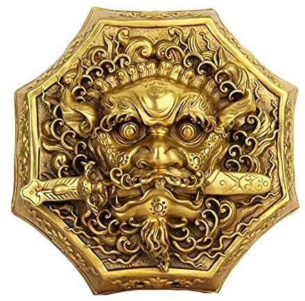 LLDDSS Türklopfer Alte chinesische Folk Fengshui Messing Lion Biest Kopf Sword Evil Girits Türklopfer Dekoration Bronze (Size : 3)