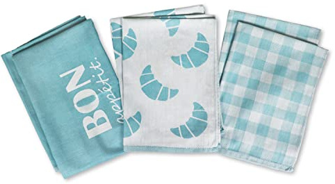 jilda-tex Geschirrtücher Küchentücher Spültücher 6er Pack 100% Baumwolle Verschiedene Designs (Bon Appetit)