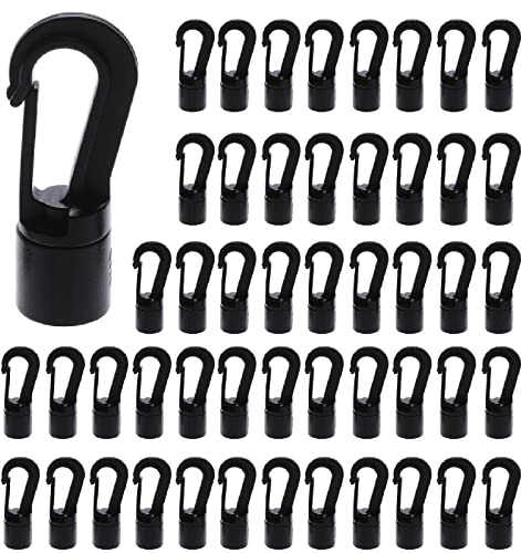 Cohentbliss 50 Stück Kunststoff Karabinerhaken, Gummiseil 8mm Seilhaken, Planenseil Spanner Gummileine, Karabiner Kunststoff für Aufbewahrung im Innenbereich, Zeltbefestigung, Verpackung der Waren