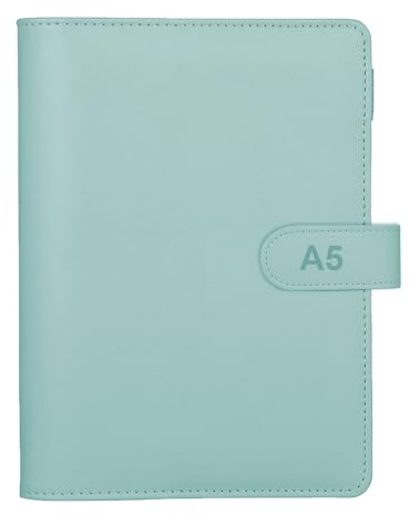Leder A5 Ringbuch,Ringbuch Planer Notebook Leder Notizbuch Nachfüllbares Notebook Planer Organizer mit Magnetisch Schnalle Schließung für A5 Füllpapier (Innenpapier nicht enthalten) Blau