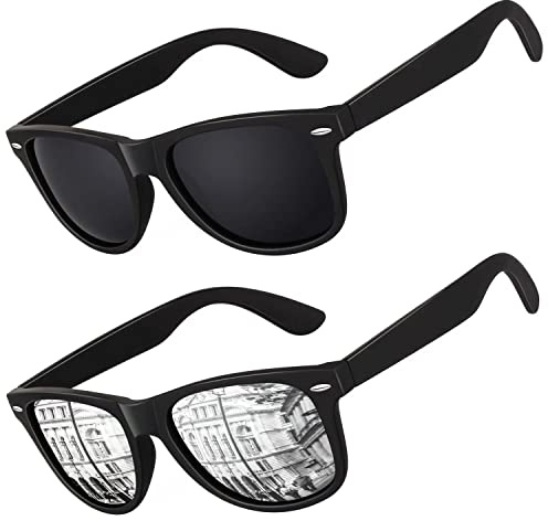 LINVO Polariserade solglasögon, unisex, klassiska körglasögon med UV-skydd, retro 80-talsdesign, M