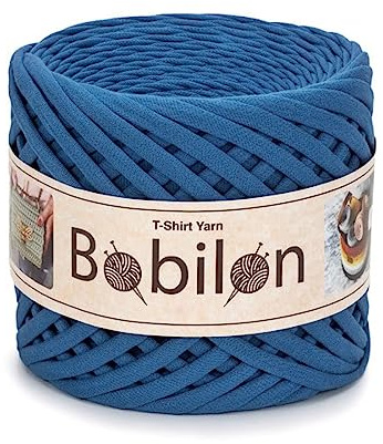 Primary T-Shirt Yarn for Crocheting, Knitting Yarn Fabric Cloth, T-Shirt Yarn 110 Yards for Macrame, Hand DIY Bag Basket Cushion Projects 5-7 mm Blue Jeans