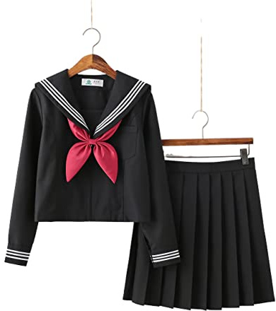 IFIKK Uniforme JK, Disfraz De Mujer Japonesa, Uniforme De Marinero, Conjunto De Uniforme Escolar, Conjunto De Falda Plisada De Manga Larga Estilo Kansai (JK Q02,S,S)