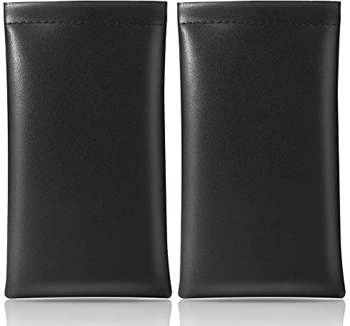 2-pack klämstängning premium PU-läder solglasögon glasögonförvaringspåse (Svart)