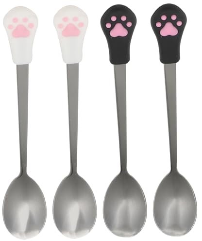 Ipetboom 4pcs Stainless Steel Pet Food Spoon Dog Cat Can Spoon Grip High Temperature Resistant Easy to Clean for Pet Owners