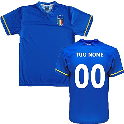 BrolloGroup Maglia Calcio Italia Personalizzata con Nome e Numero Replica Ufficiale FIGC PS 39050-BS