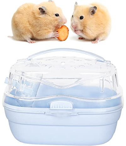 Hamster Transportbox Hamster Tragekäfig Tragbare Hamster Tragetasche Kleintier Tragetasche für Reisen Im Freien (Cremeblau)