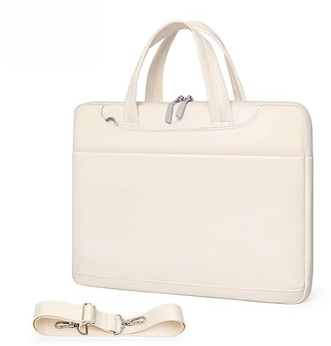 Hixingo Laptop-Handtasche für Frauen 13 14 15.6 Zoll Wasserdichtes Aktentasche Computer-Umhängetasche Arbeitstasche Messenger Bag Laptoptasche Schultertasche Kompatibel (15.6”,Beige)