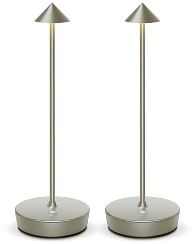 SLSMD Tischlampe Kabellos IP54 Led Outdoor Lampe 6000mAh Akku Camping Schreibtischlampe Aufladbar Nachttischlampe Touch Tischleuchte für Innen/Außen (Chrom (2er-Pack))