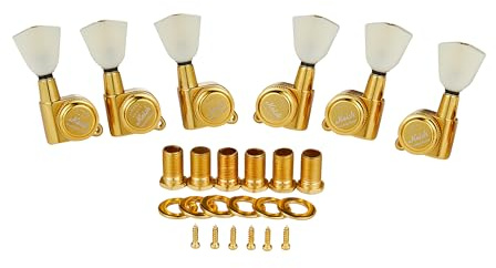 Gitarren-Stimmgeräte mit 3 pro Seite, verriegelbar, 18:1, abschließbar, Stimmgeräte mit cremefarbenem Keystone-Griff für LP/Les Paul/SG/ES oder Akustikgitarren, Gold