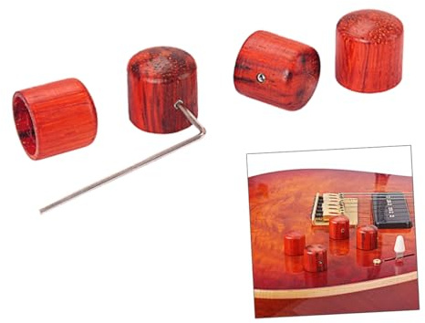 TOYANDONA 4pcs Redwood Guitar Knobs Wrench Included for Guitar and Bass Replacements