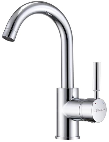 Wasserhahn Bad 360° Drehung, Waschtischarmatur aus Messing Chrom, Waschbecken Armaturen mit 60CM Schlauchs, Mischbatterie Waschbecken Einhebelmischer für Badezimmer/Küche