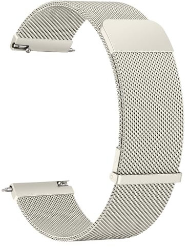 Amzpas Metall Edelstahl Uhrenarmband 20mm / 22mm für Herren Damen, Dual Magnetisch Einstellbar Armband Smartwatch Schnellverschluss Ersatzarmband Watch Uhren Armbänder, 22mm Sternenlicht