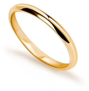 Dankadi Anello di fede nuziale in argento 925, larghezza 3,5 mm, placcato oro, misura 44-70 mm, per coppia, semplice e liscio a cupola, regalo per amore e matrimonio