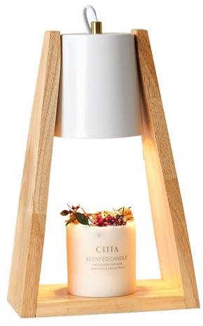 Jemora Lámpara calentadora de velas regulable Velas perfumadas Lámpara para derretir cera Vela sin humo Linterna para derretir aceite esencial con temporizador 2H/4H/8H para tarro pequeño grande Vela
