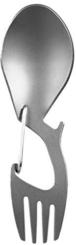 iFutniew 3 in 1 Camping Picknick Titan Löffel Geschirr Titan Gabel Ultraleichtes reines Titan oder Edelstahl Göffel Titan