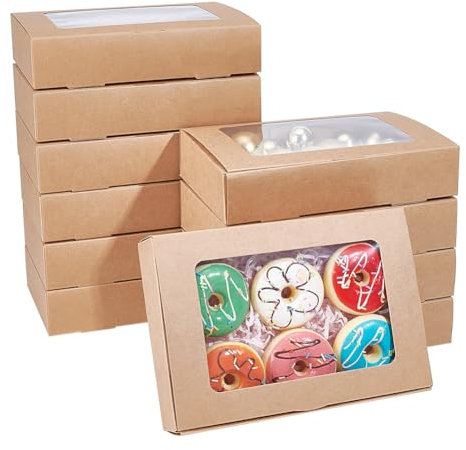 NBEADS 20 Stück Papierboxen Mit Fenster, Leckerli-Boxen Bäckerei-Boxen Mit Sichtbarem PVC-Fenster Geschenkverpackungsboxen Für Hochzeitsgeschenke Seife Kekse Partys, Rauchig, 23.3x15.5x5cm