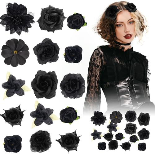 21 pièces de pinces à cheveux en forme de rose - Barrettes à cheveux en fleurs - Pinces à cheveux de type griffe pour mariage bohème - Épingles à cheveux en fleurs artificielles hawaïennes