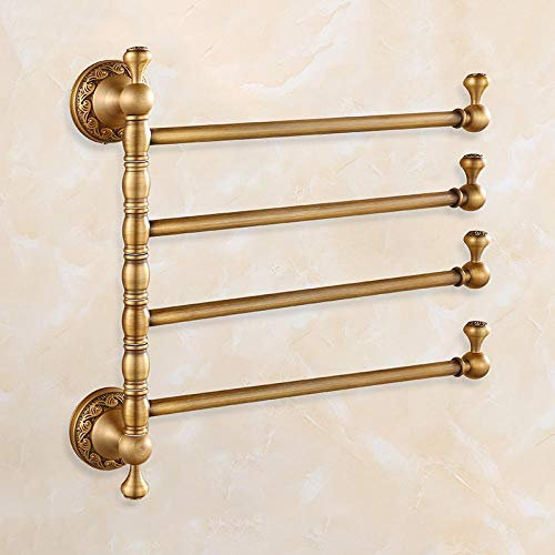 handtuchständer Handtuchhalter aus antikem Messing für das Badezimmer mit 3 und 4 stufigen Stangen. An der Wand montierte goldene Handtuchhalter für Badezimmer und Küche. Aktive Stangen Hose