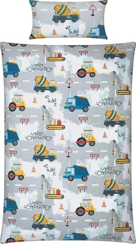 REDBEST Kinder-Bettwäsche Flanell grau Größe 1x 135x200 cm + 1x 40x80 cm