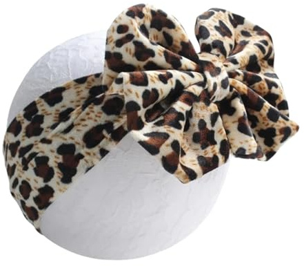 Fascetta per Capelli Neonata con Fiocco in Velluto-Fascia per capelli Bambina (da 3 a 18 mesi) (Leopardato, da 3 a 18 mesi)