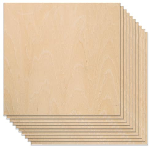 Uadme Compensato Pirografia, 10 pezzi 30 cm x 30 cm Compensato in Tiglio, 3 mm Fogli di Legno di Tiglio per Bricolage Pirografia Traforo Laser, Realizzare Puzzle, Modelli