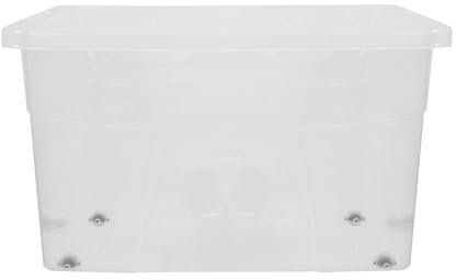 simpa 60 Litre 60L Stackable Plastic Wheeled Storage Box with Clear Lids - 35cm (H) x 60cm (L) x 40cm (W) - Single Box