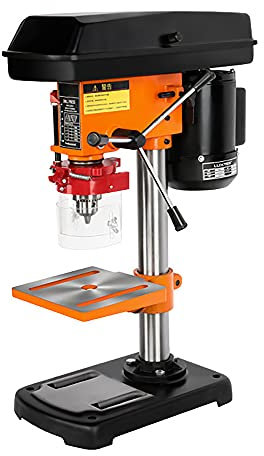 LVSEWOA Taladro de Banco de 10 Pulgadas y 12 velocidades, portabrocas de 3 a 16 mm, Taladro de Mesa para Hierro, Aluminio, Madera y Placas de plástico