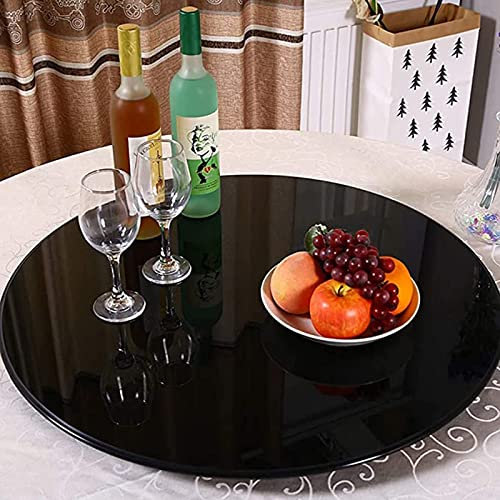 Tocadiscos Lazy Susan de vidrio templado para mesa de comedor, bandeja giratoria de 360°, base de cristal negro, tamaño de 100 cm