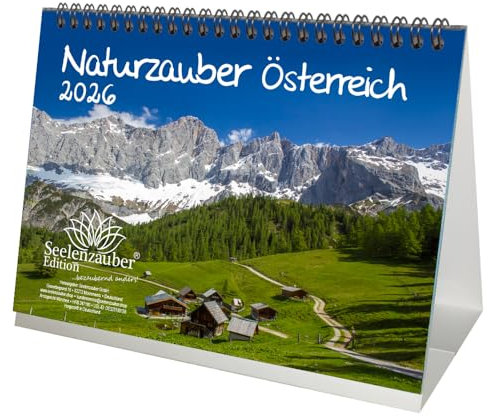 Naturzauber Österreich DIN A5 Tischkalender für 2026 Landschaft Reise Urlaub Berge - Seelenzauber
