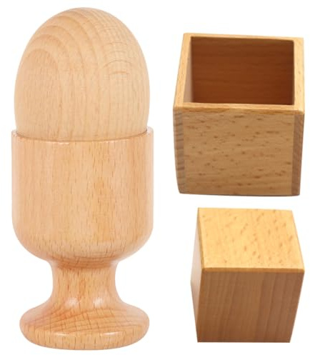 Yardwe Juguete Educativo De Huevera y Huevo para Bebés, Tamaño Adecuado, De Madera Dura, Coordinación Mano-Ojo, Juego Sensorial Didáctico para Desarrollo Temprano y Actividades Familiares, 2 Juegos