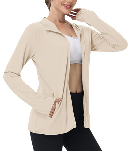 BFSWL Ropa de protección UV para mujer, chaqueta de manga larga de verano, transpirable, con capucha, para el sol, chaqueta deportiva, protección UV, camiseta deportiva, chaqueta para correr, chaqueta