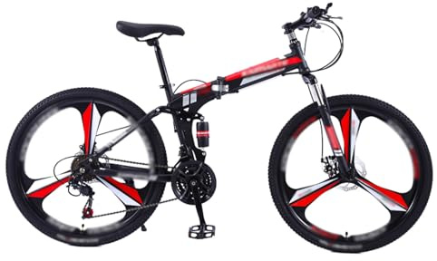GLSQBVRP Bicicleta De Montaña Plegable De 24 Y 26 con Doble Suspensión Y 21 Velocidades, Cuadro De Acero De Alto Carbono, Ideal para Adultos, Hombres, Mujeres Y Adolescentes B,26 Inch