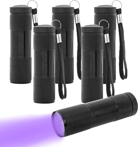 PQHIQ 6 Pack Lighting Ever LE UV Torch, 9 LED 395nm Ultraviolet Flashlight | Blacklight Detector for Pet Urine, Stain, Bed Bugs and More