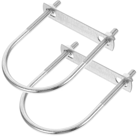 SUPVOX Heavy-duty Flagpole Mounting Hardware U-bolt Clamp with Nut Plate 2pcs M8x80x130mm for Garden Flag Poles Secure Fixing Holder Retainer Ring