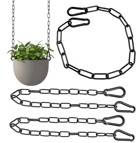 Kette, Schwarze Kette, 3 Stück Metallkette Edelstahl, 2.0 Mm Durchmesser, 50 Cm Länge, Mit M4*3 Karabinerhaken, Ideal Für Hundehalsband, Deko Und DIY Projekte
