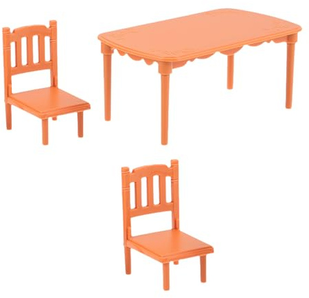 ifundom Miniatur Tische und Stühle für Puppenhäuser Holzset mit Tisch und Stühlen Puppenhausmöbel zum Rollenspiel Miniaturküchenmöbelmodell Esszimmer Puppenhausdekoration