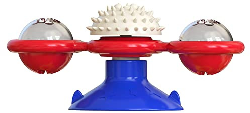 Dcfbkl Moulin à vent rotatif lumineux pour chats d'intérieur - Brosse à dents - Jouet à mâcher
