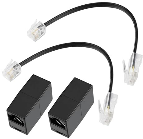 AS Axis Spindleon 2pcs RJ45 (8P8C) Female to RJ11 (6P4C) Male Converter Adapter Cable for Connecting Analog Telephones Through Ethernet Cable