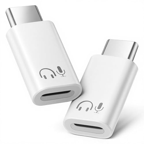 2 Stück auf USB-C Adapter Audio, Audio-Adapter für iPhone 17/16/15-Serie, iPad, Galaxy und USB-C Geräte, Hi-Fi Klangqualität, Inline-Steuerung, Plug and Play, Weiß