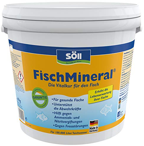 Söll 80433 FischMineral Vitalkur für Teichfische, 10 kg - Fischpflegemittel zur Entgiftung und Neutralisierung von Wasser | lebenswichtigen Mineralien für vitale Fische im Fischteich Gartenteich Koiteich