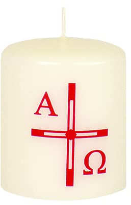 Wiedemann Osterkerzen 6 x 5 cm Alpha Omega, 1 Stück