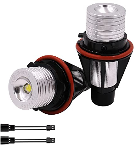 Ricoy 2x 5W For E39 E53 E60 E61 E64 E65 E66 E87 X3 X5 LED Angel Eye Halo Ring Marker Side Light White LED Bulb(Pack of 2) (E39)