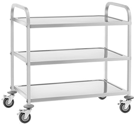 Royal Catering RCSW-6.2 Servierwagen Edelstahl 3 Böden Küchenwagen mit Rollen Edelstahlwagen