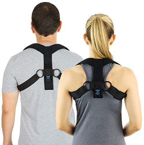 Vive Posture Corrector Brace - Spinal Support for Back, Upper Neck, Shoulder - Physical Therapy for Men and Women Under Clothes Hunchback Straightener Device Improves Bad Slouch